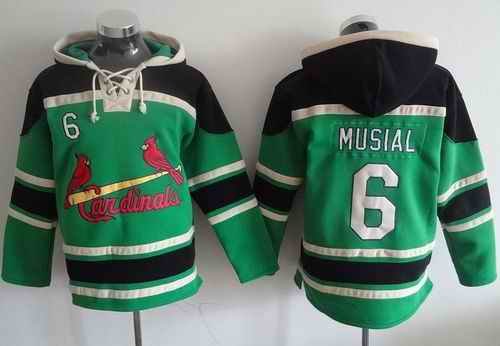 Cardinals #6 Stan Musial Green Sawyer Hooded Sweatshirt MLB Hoodie