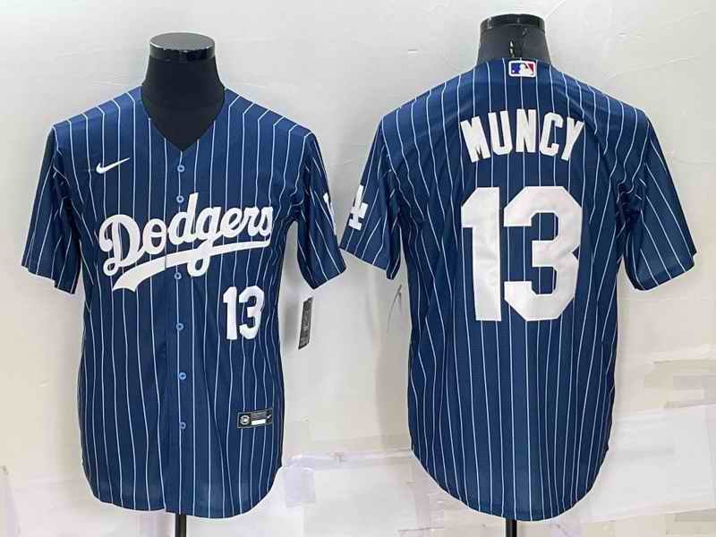 Men's Los Angeles Dodgers #13 Max Muncy Navy Cool Base Stitched Baseball Jersey