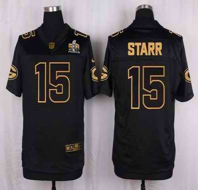 Nike Packers #15 Bart Starr Black Men's Stitched NFL Elite Pro Line Gold Collection Jersey