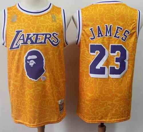 Men's Los Angeles Lakers #23 LeBron James Gold Stitched NBA Jersey