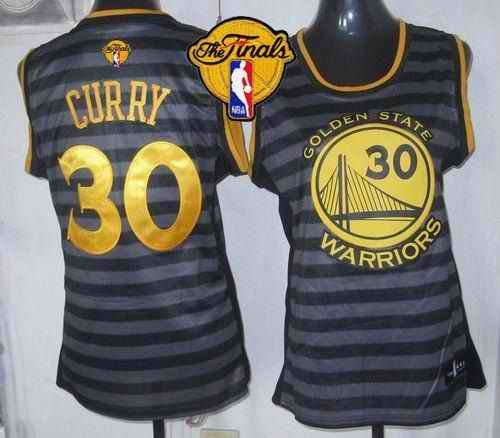 Warriors #30 Stephen Curry Black/Grey The Finals Patch Women's Groove Stitched NBA Jersey