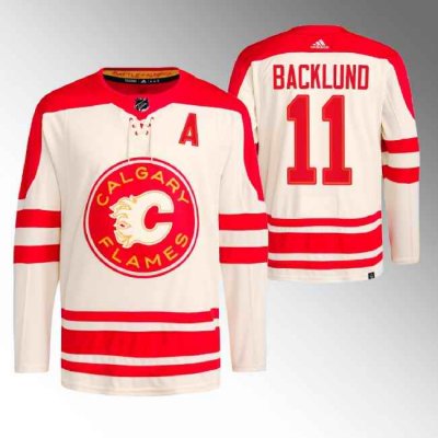 Men's Calgary Flames #11 Mikael Backlund 2023 Cream Classic Primegreen Stitched Jersey