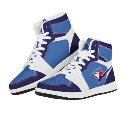 Men's Toronto Blue Jays High Top Leather AJ1 Sneakers 002