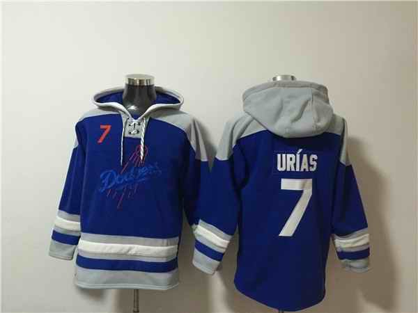 Men's Los Angeles Dodgers #7 Julio Ur'as Blue Ageless Must-Have Lace-Up Pullover Hoodie