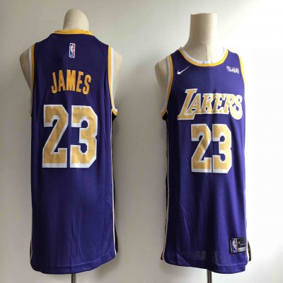 Men's Los Angeles Lakers #23 LeBron James Purple 2018/19 Statement Edition Swingman Stitched NBA Jersey