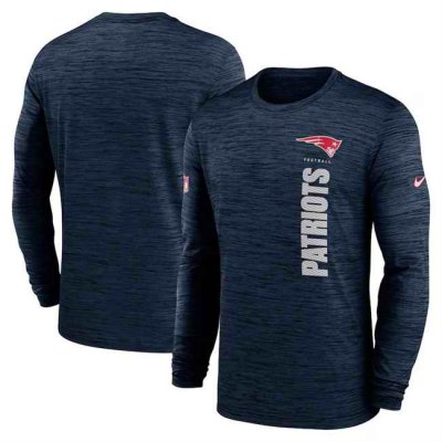 Men's New England Patriots Navy 2024 Sideline Team Velocity Performance Long Sleeve T-Shirt