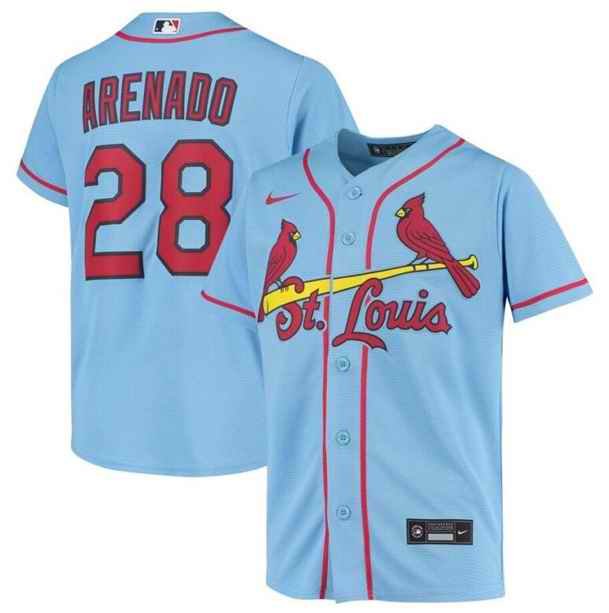 Youth St. Louis Cardinals #28 Nolan Arenado Blue Cool Base Stitched Baseball Jersey