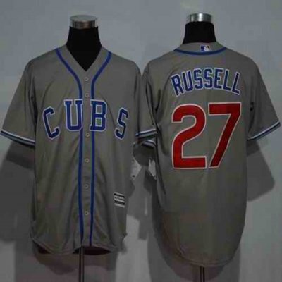 Cubs #27 Addison Russell Grey New Cool Base Alternate Road Stitched MLB Jersey