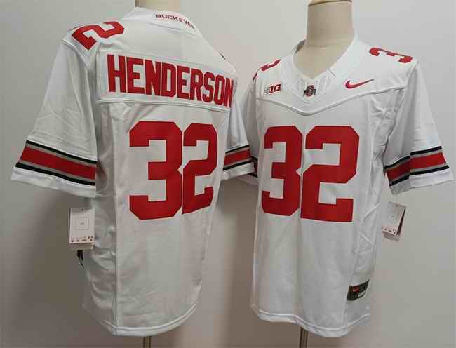 Men's Ohio State Buckeyes #32 TreVeyon Henderson White F.U.S.E. Limited Stitched Jersey