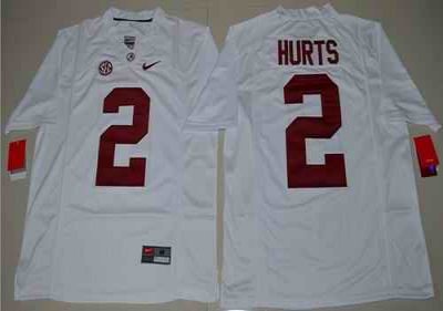 Crimson Tide #2 Jalen Hurts White Limited Stitched NCAA Jersey