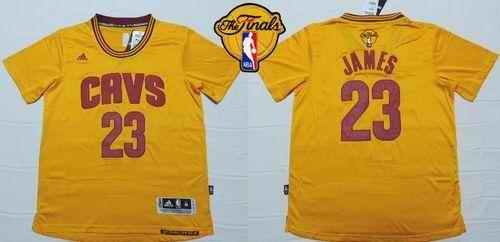 Cavaliers #23 LeBron James Yellow Short Sleeve The Finals Patch Stitched NBA Jersey