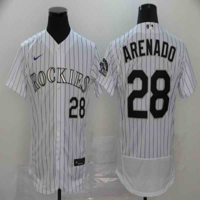 Men's Colorado Rockies #28 Nolan Arenado White Flex Base Stitched MLB Jersey