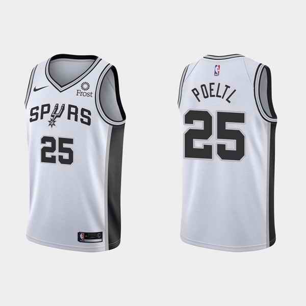 Men's San Antonio Spurs #25 Jakob Poeltl Association Edition White Stitched Jersey