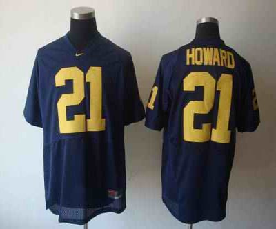 Wolverines #21 Desmond Howard Blue Stitched NCAA Jersey