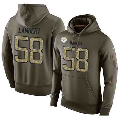 NFL Men's Nike Pittsburgh Steelers #58 Jack Lambert Stitched Green Olive Salute To Service KO Performance Hoodie