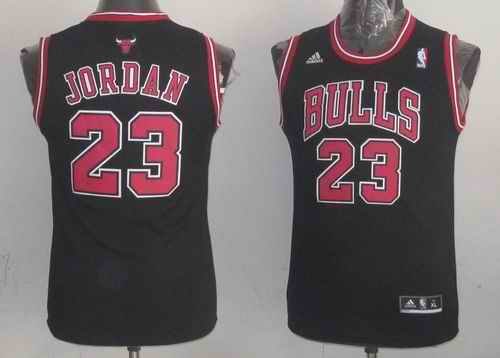 Bulls #23 Michael Jordan Black & Red No. Stitched Youth NBA Jersey