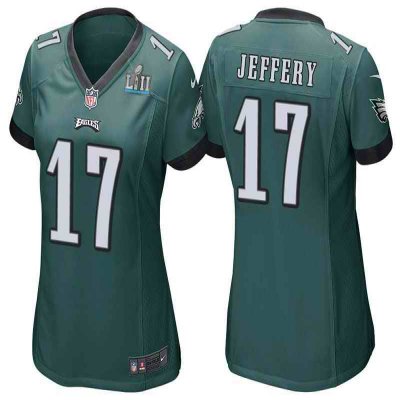 Women's Philadelphia Eagles  #17 Alshon Jeffery Green Super Bowl LII Bound Patch Game Event Stitched NFL Jersey