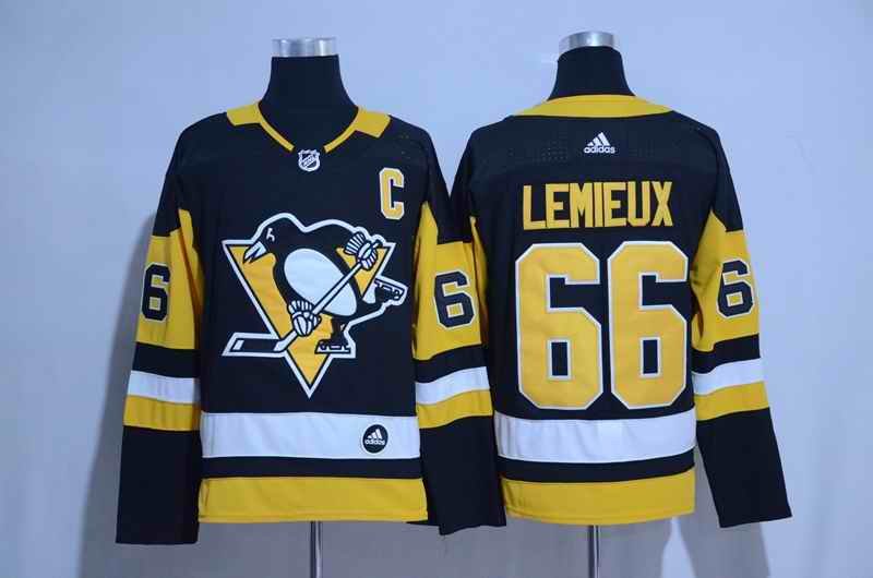 Men's Pittsburgh Penguins #66 Mario Lemieux Adidas Black Road Authentic Stitched NHL Jersey