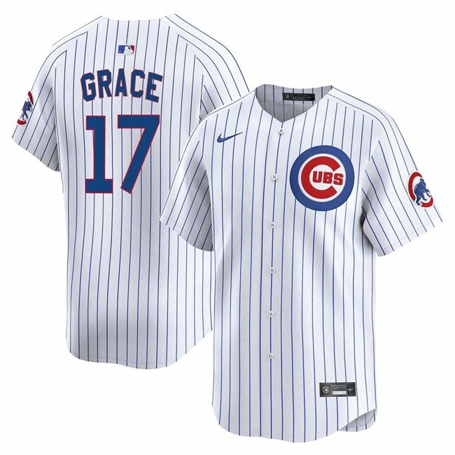 Men's Chicago Cubs #17 Mark Grace White Home Limited Stitched Baseball Jersey