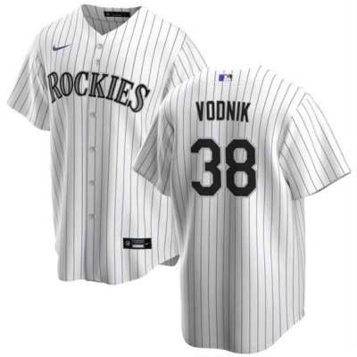 Men's Colorado Rockies #38 Victor Vodnik White Cool Base Stitched Baseball Jersey