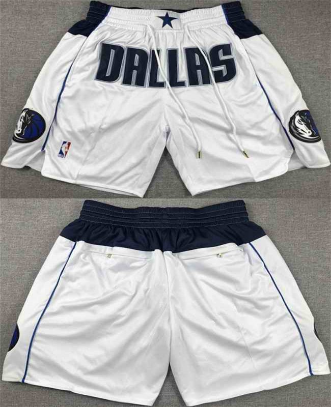 Men's Dallas Mavericks White Shorts (Run Small)