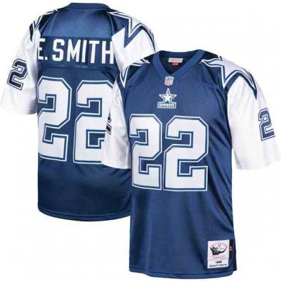 Men's Dallas Cowboys #22 Emmitt Smith Navy 1995 Mitchell & Ness Throwback Stitched Football Jersey