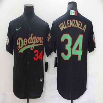 Men's Los Angeles Dodgers #34 Toro Valenzuela Black Green Mexico 2020 World Series Stitched Jersey