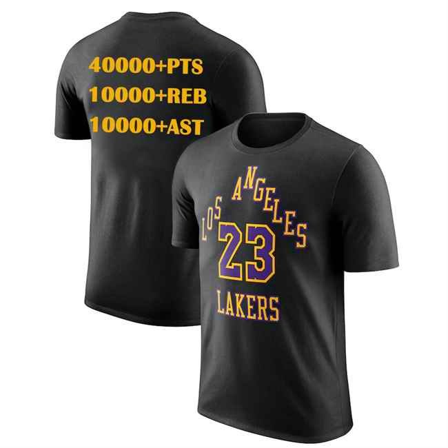 Men's Los Angeles Lakers #23 LeBron James Black T-Shirt