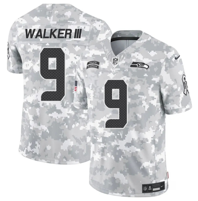 Men's Seattle Seahawks #9 Kenneth Walker III 2024 F.U.S.E Arctic Camo Salute to Service Limited Stitched Football Jersey