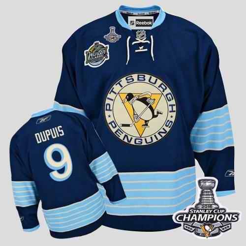 Penguins #9 Pascal Dupuis 2011 Winter Classic Vintage Dark Blue 2016 Stanley Cup Champions Stitched NHL  Jersey