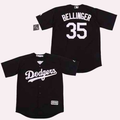 Men's Los Angeles Dodgers #35 Cody Bellinger Black Cool Base Stitched Jersey