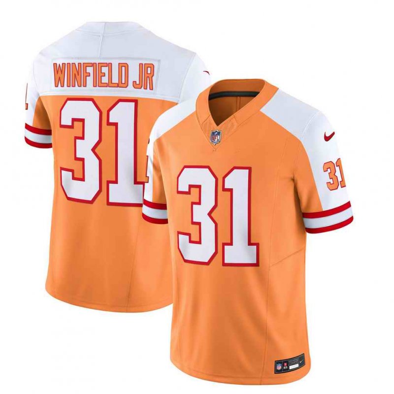 Men's Tampa Bay Buccaneers #31 Antoine Winfield Jr. 2023 F.U.S.E. White/Orange  Throwback Limited Stitched Jersey