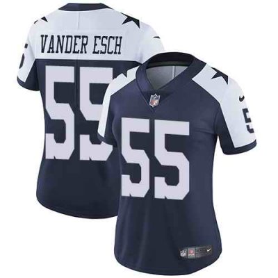 Women's Dallas Cowboys #55 Leighton Vander Esch Navy Thanksgiving Limited Stitched Jersey(Run Small'