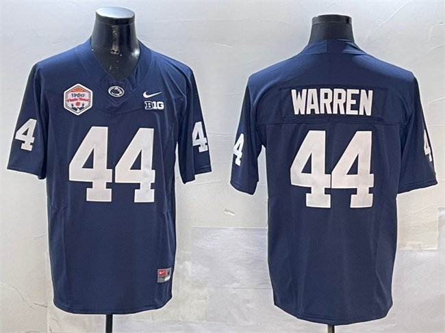 Men's Penn State Nittany Lions #44 Davis Warren Navy 2024 Vrbo Fiesta Bowl Patch F.U.S.E. Vapor Limited Stitched Jersey