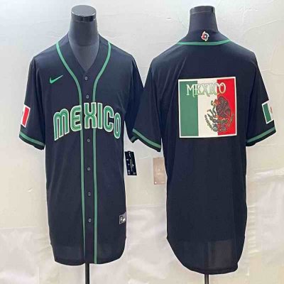 Men's Mexico Baseball 2023 Black World Baseball Big Logo Classic Stitched Jersey