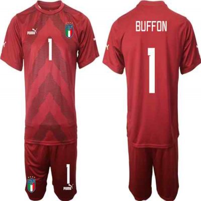 Men's Italy #1 Buffon Red Goalkeeper Soccer Jersey Suit