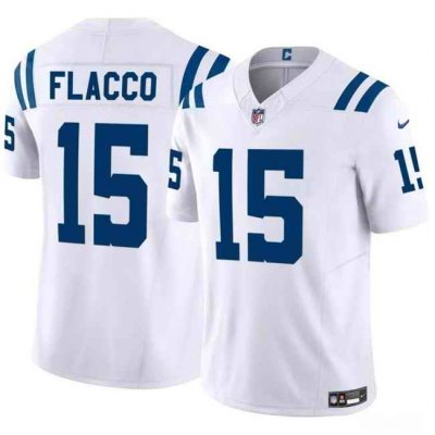 Men's Indianapolis Colts #15 Joe Flacco White 2024 F.U.S.E. Vapor Limited Stitched Football Jersey