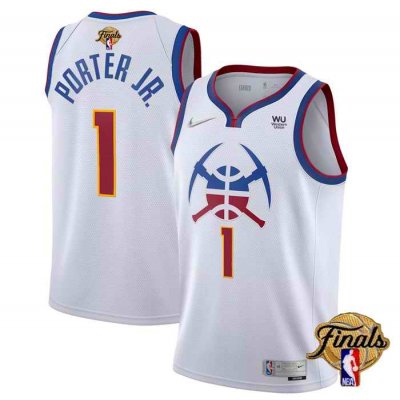 Men's Denver Nuggets #1 Michael Porter Jr. White 2023 Finals Earned Edition Stitched Basketball Jersey