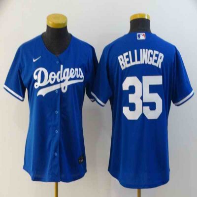 Women's Los Angeles Dodgers #35 Cody Bellinger Blue Cool Base Stitched MLB Jersey(Run Small)