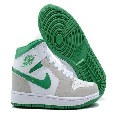 Women's Running Weapon Air Jordan 1 White/Green Shoes 0111