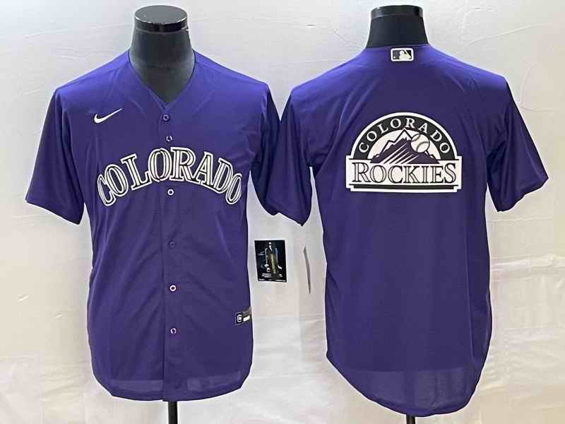 Men's Colorado Rockies Purple Team Big Logo Stitched Baseball Jersey