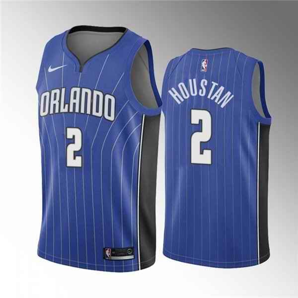 Men's Orlando Magic #2 Caleb Houstan Blue Icon Edition Stitched Swingman Jersey