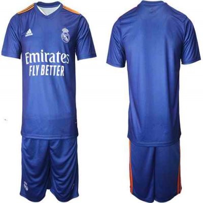 Men's Real Madrid 2021/22 Blue Away Soccer Jersey Suit