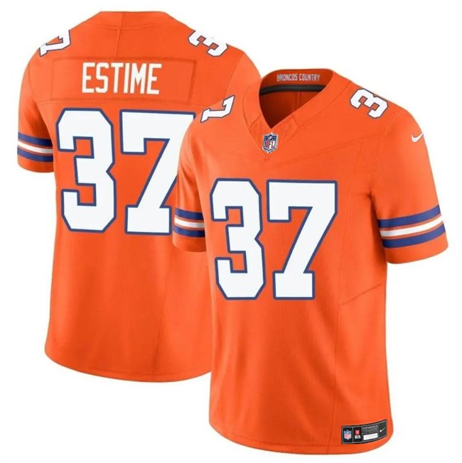 Youth Denver Broncos #37 Audric Estime Orange F.U.S.E. Mile High Collection 1977 Throwback Vapor Limited Stitched Football Jersey