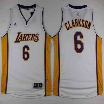 Lakers #6 Jordan Clarkson White Stitched NBA Jersey