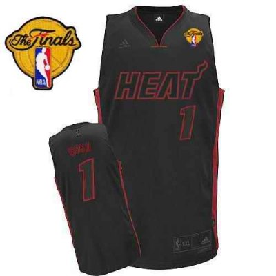 Heat Finals Patch #1 Chris Bosh Black With Black&Red No. Stitched NBA Jersey