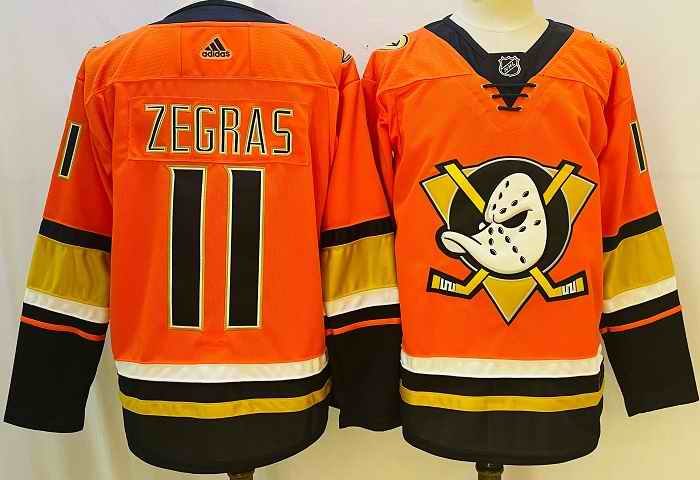 Men's Anaheim Ducks #11 Trevor Zegras Orange Stitched Jersey