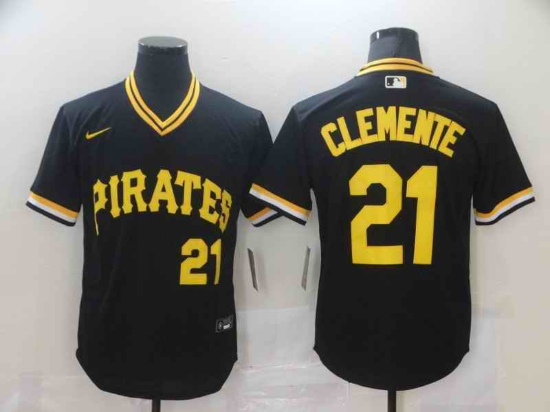 Men's Pittsburgh Pirates #21 Roberto Clemente Black Cool Base Stitched Jersey