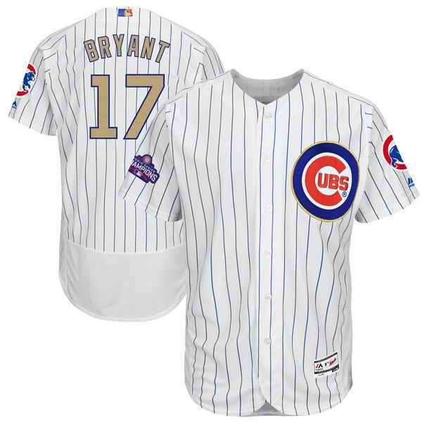 Men's Chicago Cubs #17 Kris Bryant Majestic White 2017 Gold Program Flex Base Player Stitched MLB Jersey