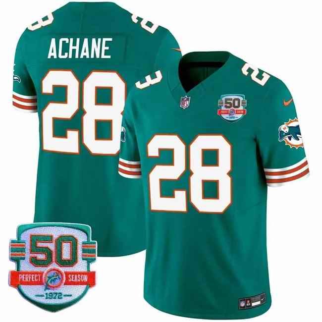 Men's Miami Dolphins ACTIVE PLAYER Custom Aqua F.U.S.E With 50th Perfect Season Patch Vapor Limited Stitched Football Jersey